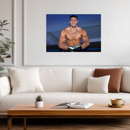Tommy Fury Blue Background | Boxing Poster | British Fighter Print - Sports Poster