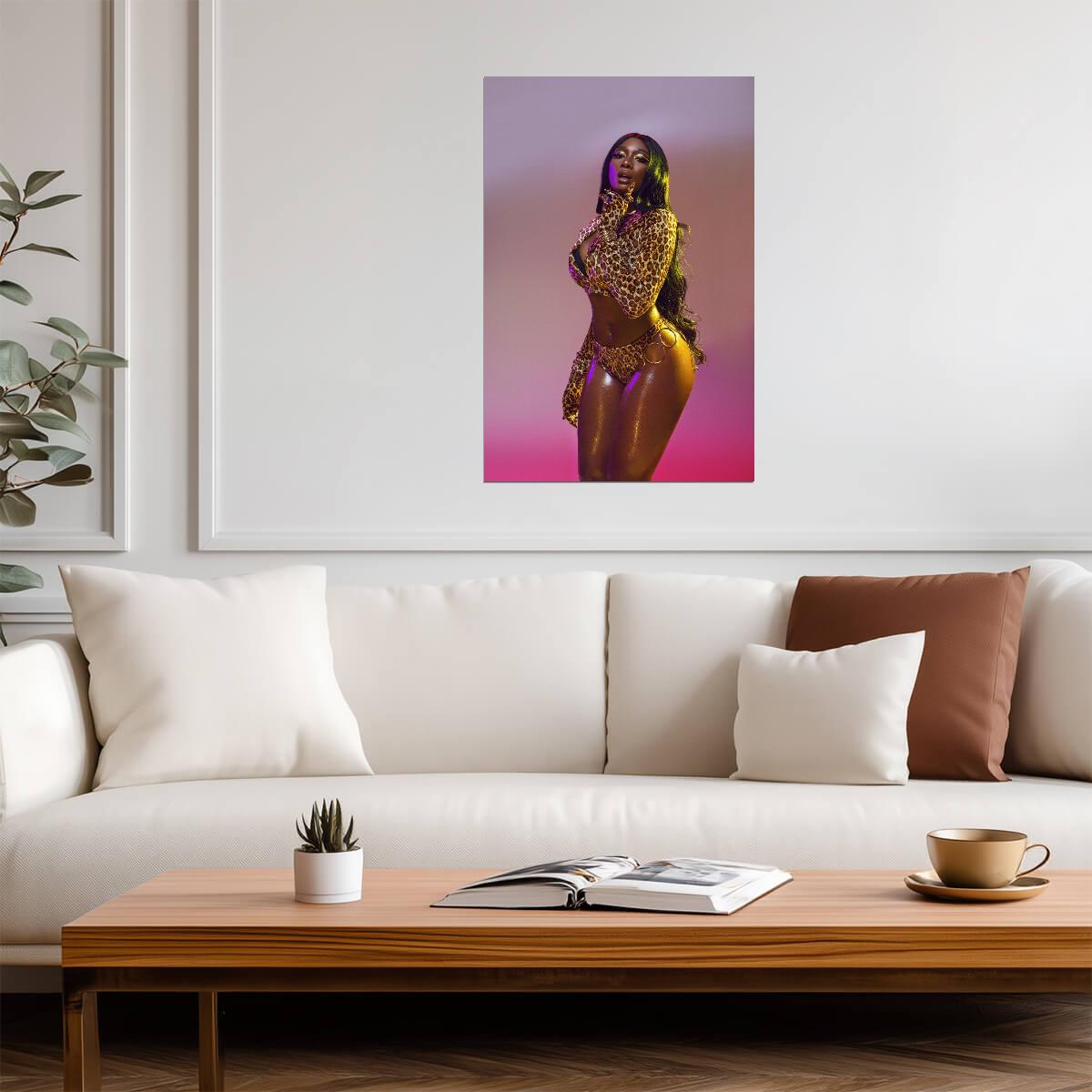 Megan Thee Stallion Gold Outfit | Music Star Poster | Sexy Hip Hop Wall Art - Music Poster