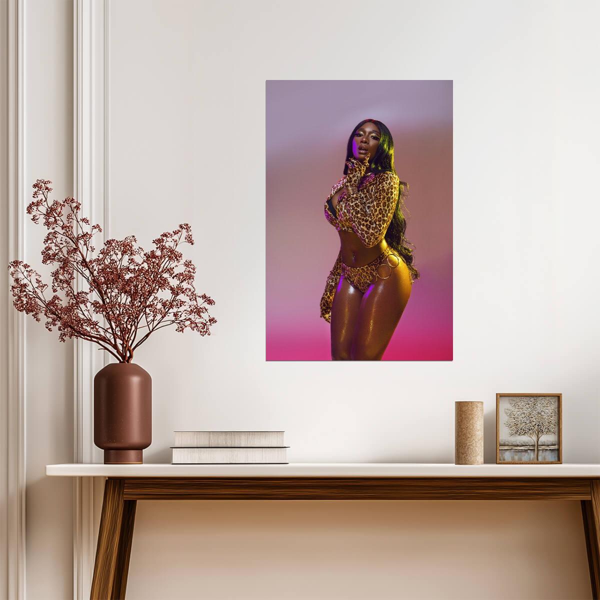 Megan Thee Stallion Gold Outfit | Music Star Poster | Sexy Hip Hop Wall Art - Music Poster