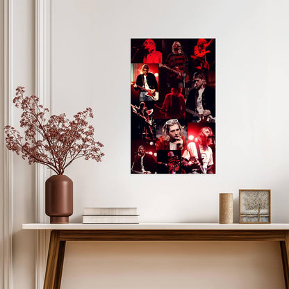 Kurt Cobain Nirvana Collage | Live Performance Poster | Vintage Rock Legend Art - Music Poster