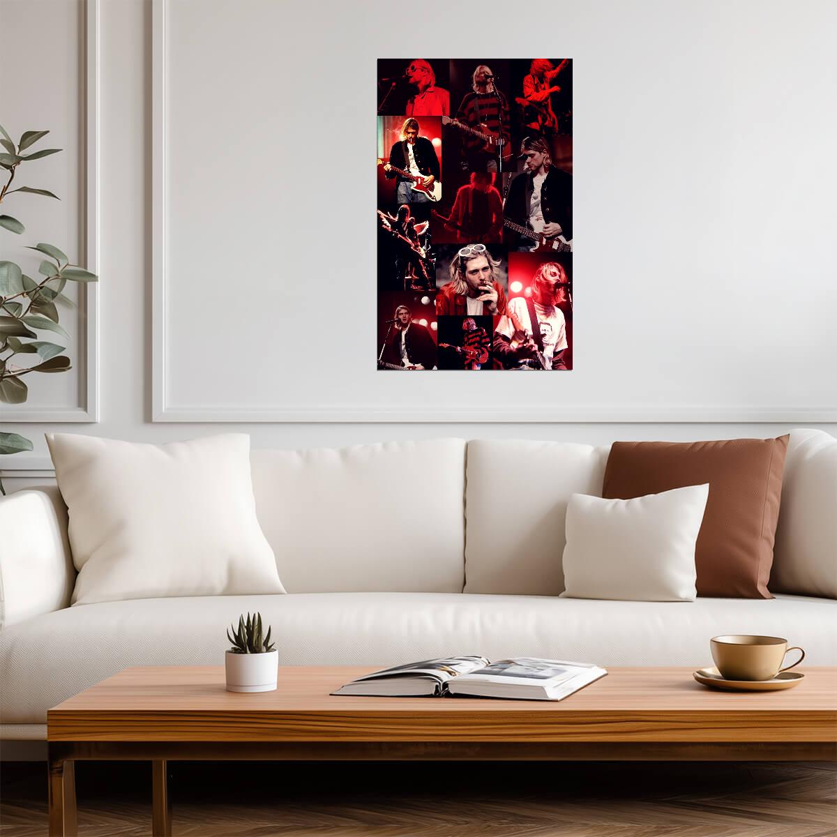 Kurt Cobain Nirvana Collage | Live Performance Poster | Vintage Rock Legend Art - Music Poster