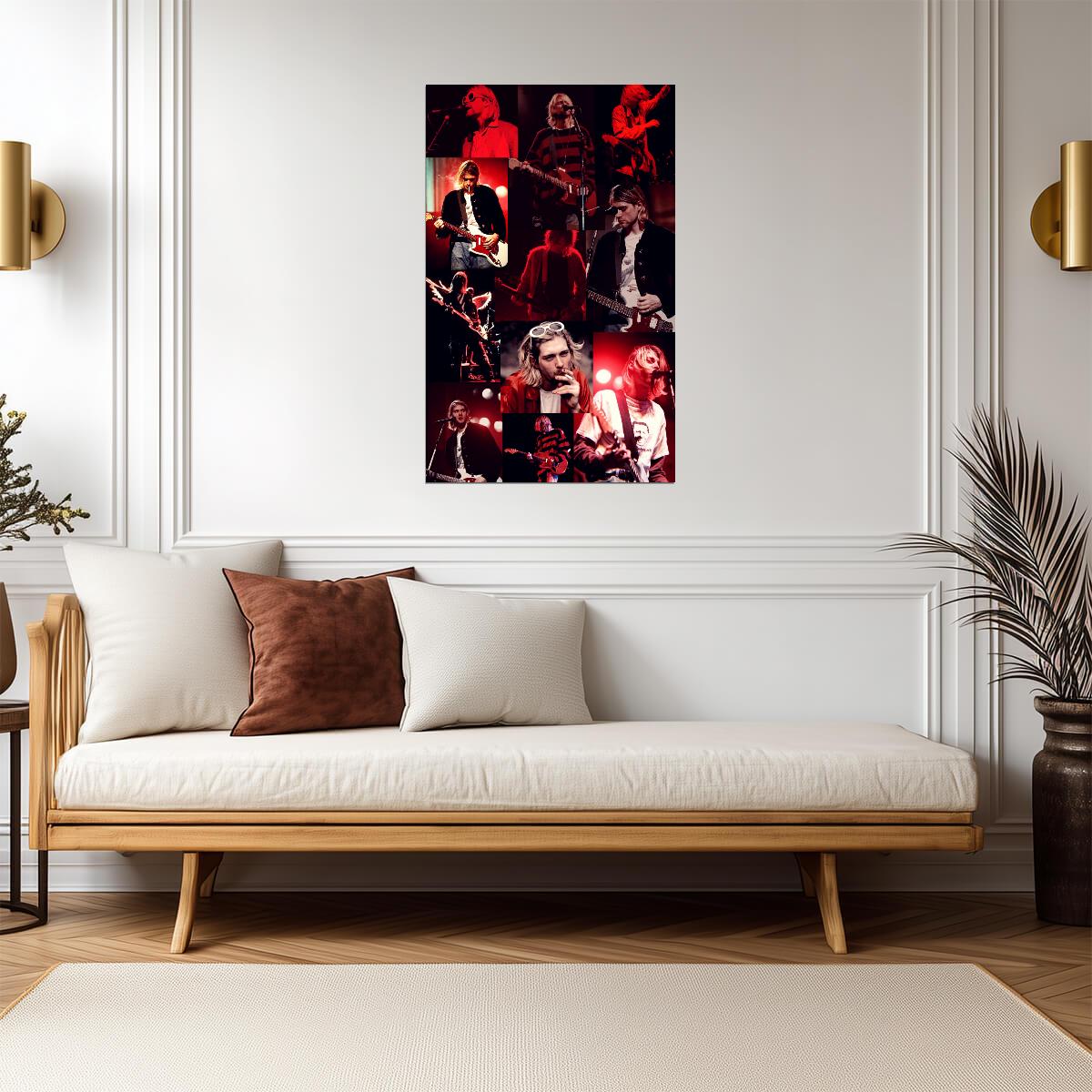 Kurt Cobain Nirvana Collage | Live Performance Poster | Vintage Rock Legend Art - Music Poster