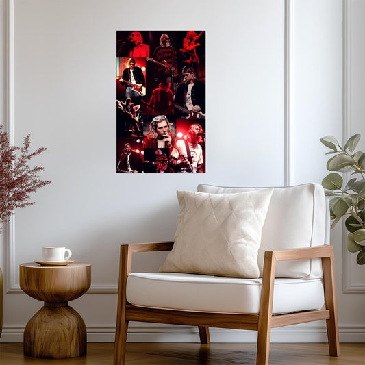 Kurt Cobain Nirvana Collage | Live Performance Poster | Vintage Rock Legend Art - Music Poster