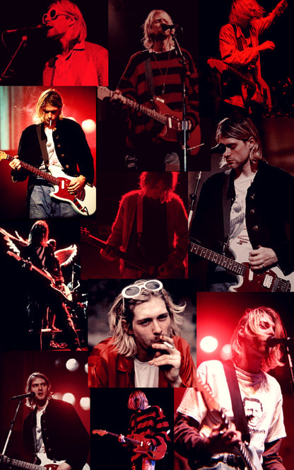 Kurt Cobain Nirvana Collage | Live Performance Poster | Vintage Rock Legend Art - Music Poster