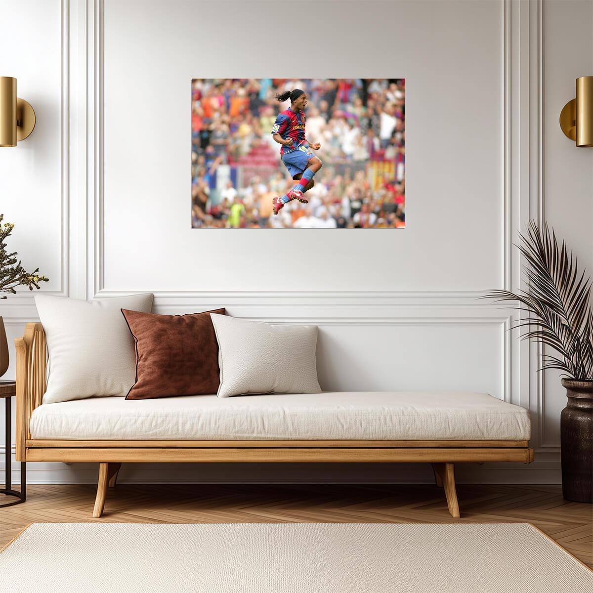 Ronaldinho Barcelona Celebration | Soccer Legend Poster | Sports Wall Art - Sports Poster