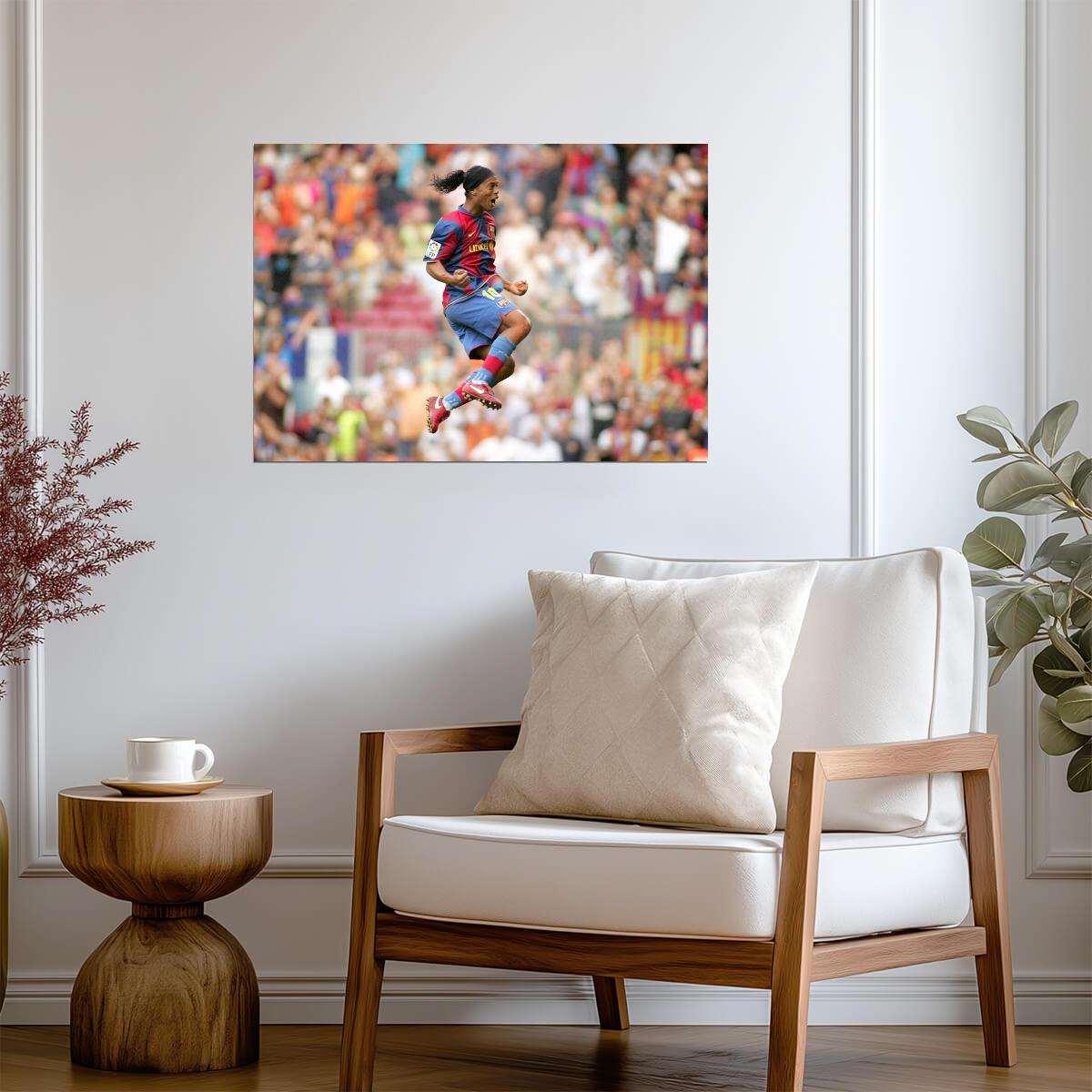 Ronaldinho Barcelona Celebration | Soccer Legend Poster | Sports Wall Art - Sports Poster