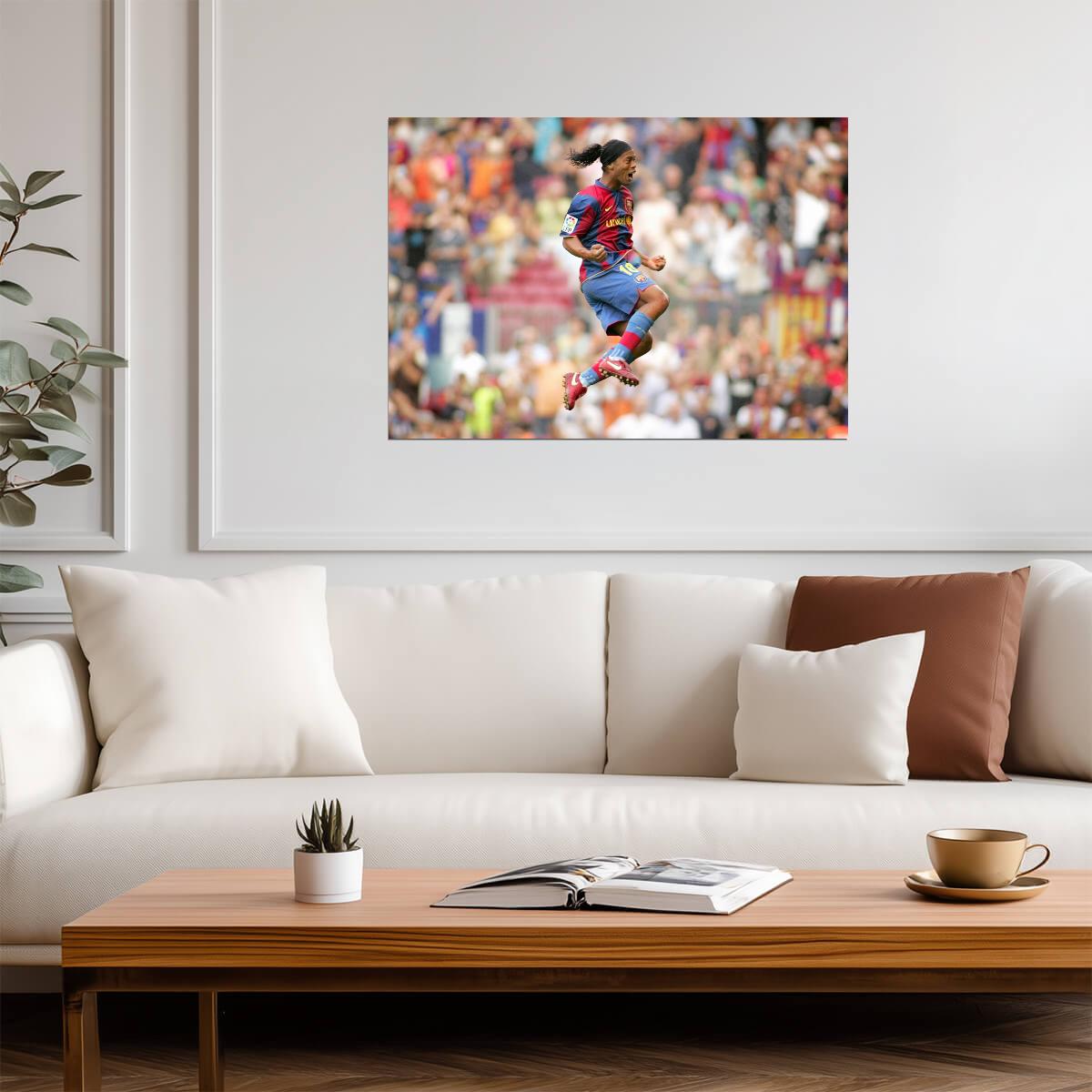 Ronaldinho Barcelona Celebration | Soccer Legend Poster | Sports Wall Art - Sports Poster