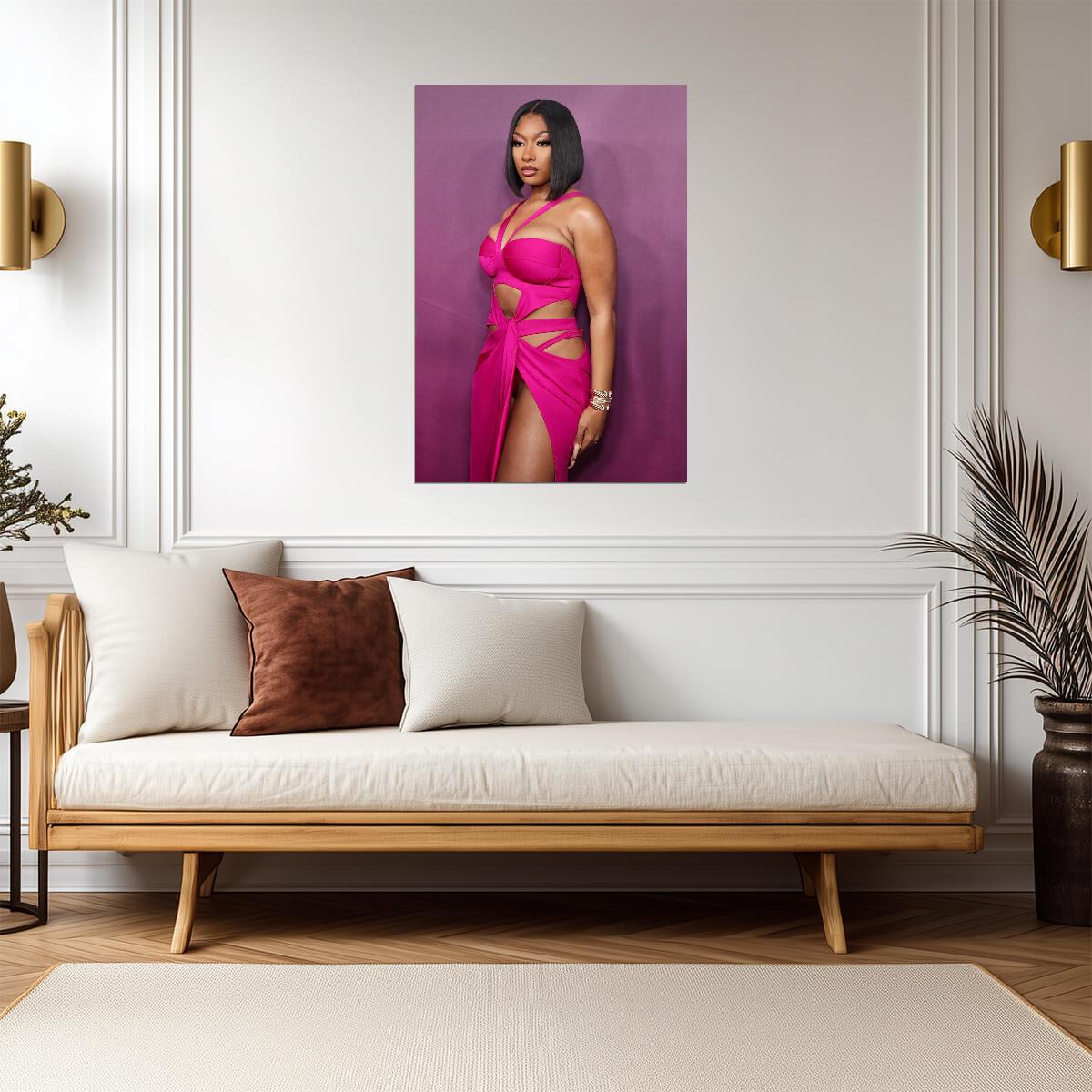 Megan Thee Stallion Pink Dress | Red Carpet Fashion Poster | Hip Hop Star Wall Art - Music Poster