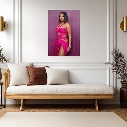 Megan Thee Stallion Pink Dress | Red Carpet Fashion Poster | Hip Hop Star Wall Art - Music Poster