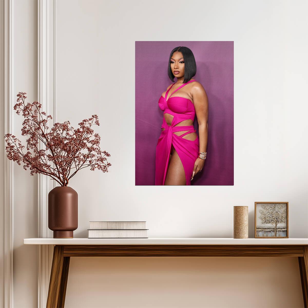 Megan Thee Stallion Pink Dress | Red Carpet Fashion Poster | Hip Hop Star Wall Art - Music Poster