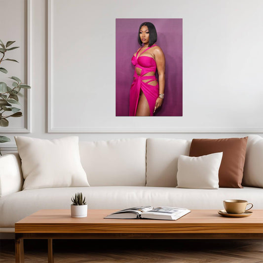 Megan Thee Stallion Pink Dress | Red Carpet Fashion Poster | Hip Hop Star Wall Art - Music Poster
