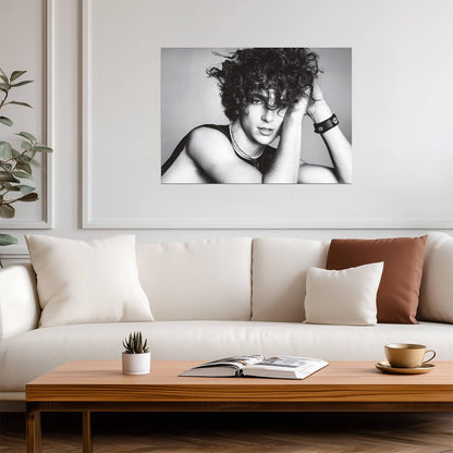 Timothée Chalamet | Black and White Portrait | Actor Wall Art Poster - Celebrities Poster