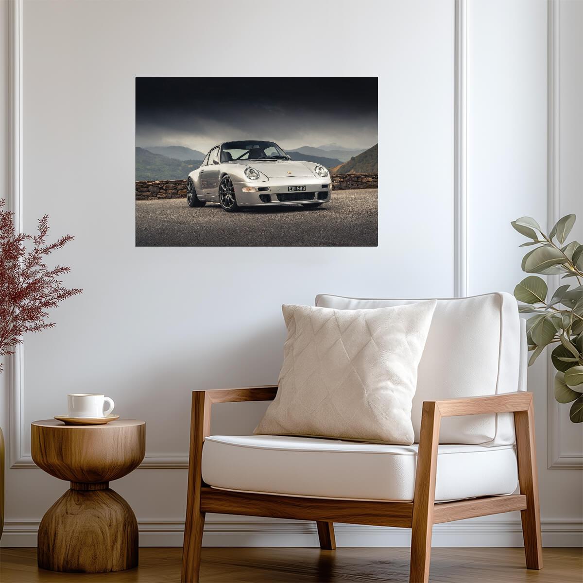 Porsche 911 (993) RUF CTR2 Inspired | Classic German Sports Car Poster | Silver Restomod Wall Art - Cars Poster