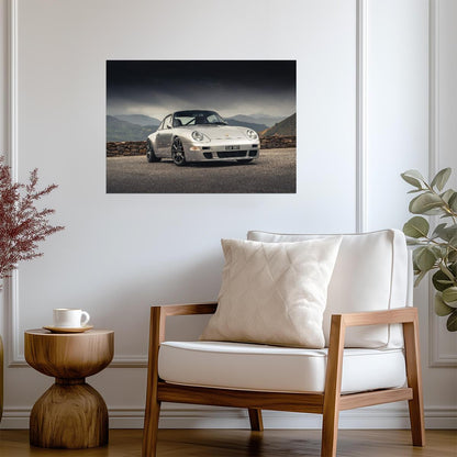 Porsche 911 (993) RUF CTR2 Inspired | Classic German Sports Car Poster | Silver Restomod Wall Art - Cars Poster