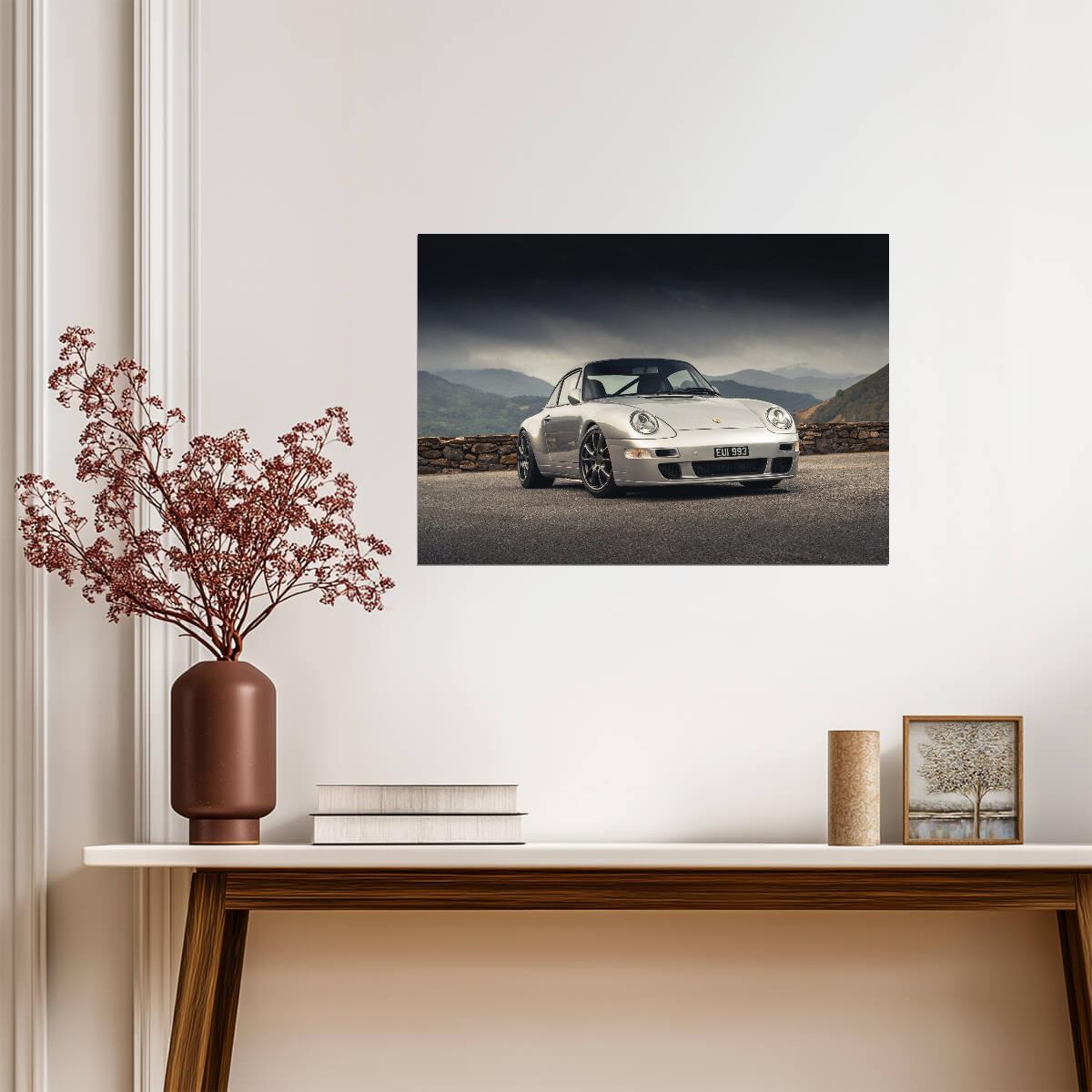 Porsche 911 (993) RUF CTR2 Inspired | Classic German Sports Car Poster | Silver Restomod Wall Art - Cars Poster