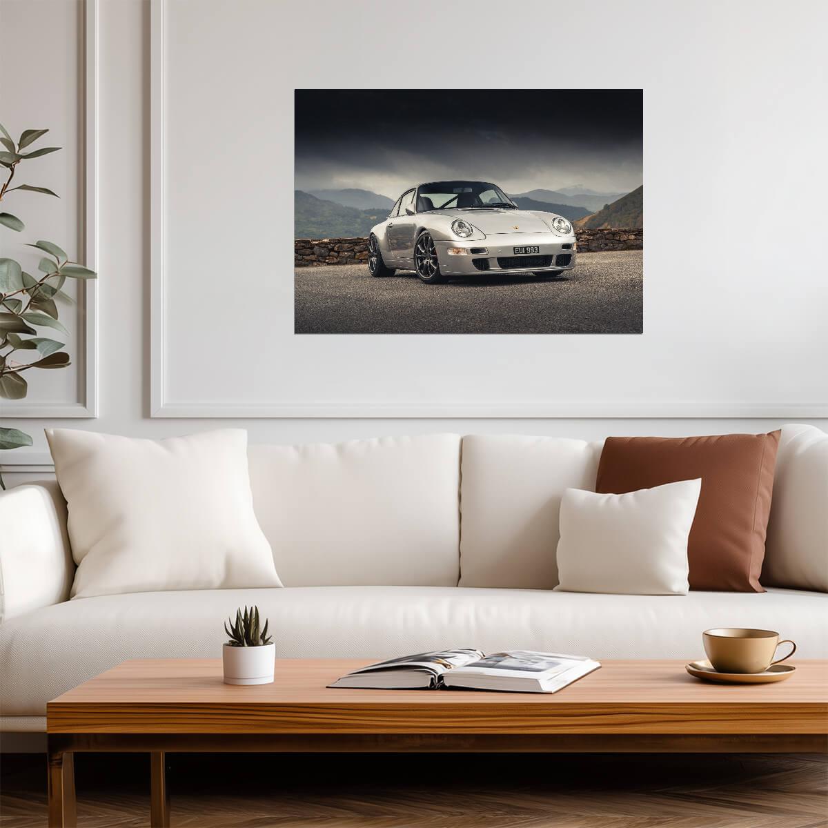 Porsche 911 (993) RUF CTR2 Inspired | Classic German Sports Car Poster | Silver Restomod Wall Art - Cars Poster