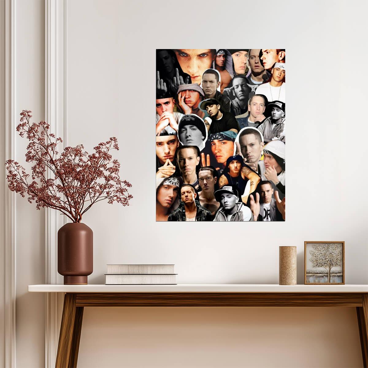 Eminem Photo Collage | Hip Hop Legend Tribute | Rap Music Wall Poster - Music Poster