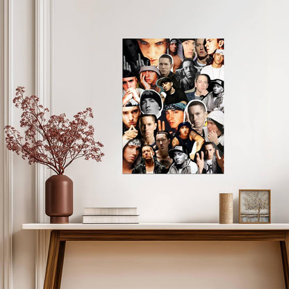 Eminem Photo Collage | Hip Hop Legend Tribute | Rap Music Wall Poster - Music Poster