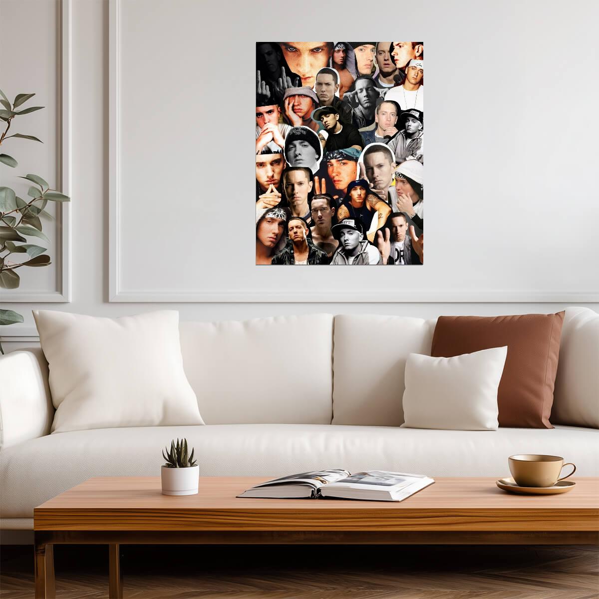 Eminem Photo Collage | Hip Hop Legend Tribute | Rap Music Wall Poster - Music Poster