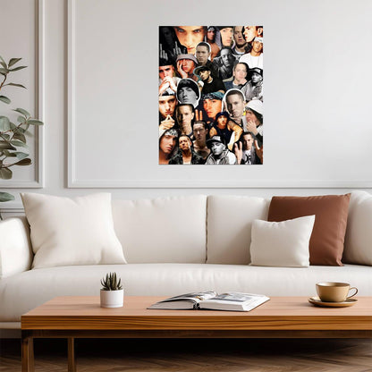 Eminem Photo Collage | Hip Hop Legend Tribute | Rap Music Wall Poster - Music Poster