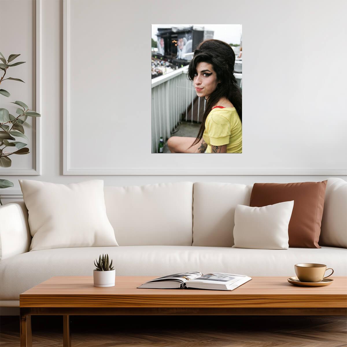 Amy Winehouse Yellow Top Portrait | Music Legend Poster | Vintage Wall Art - Music Poster