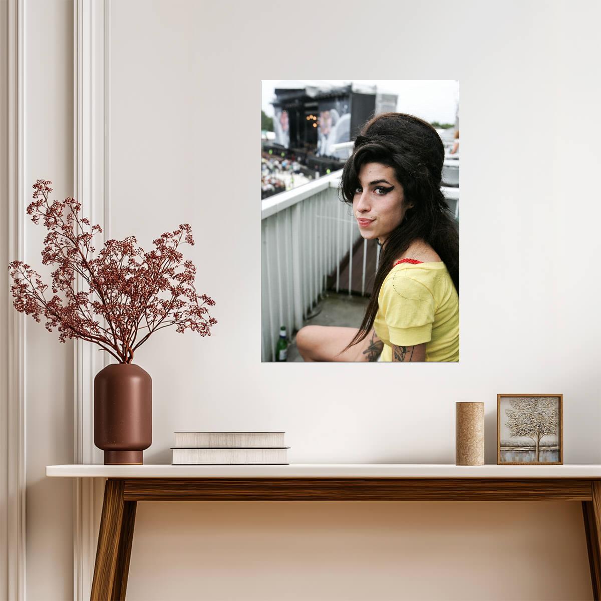 Amy Winehouse Yellow Top Portrait | Music Legend Poster | Vintage Wall Art - Music Poster