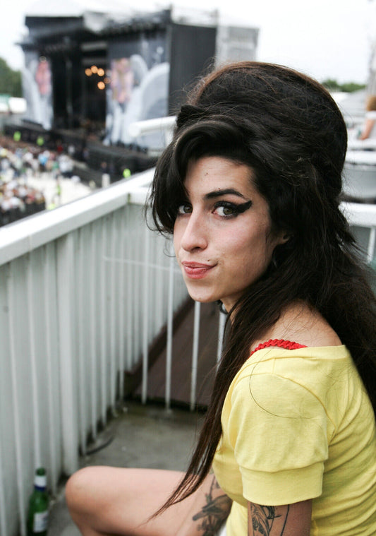 Amy Winehouse Yellow Top Portrait | Music Legend Poster | Vintage Wall Art - Music Poster