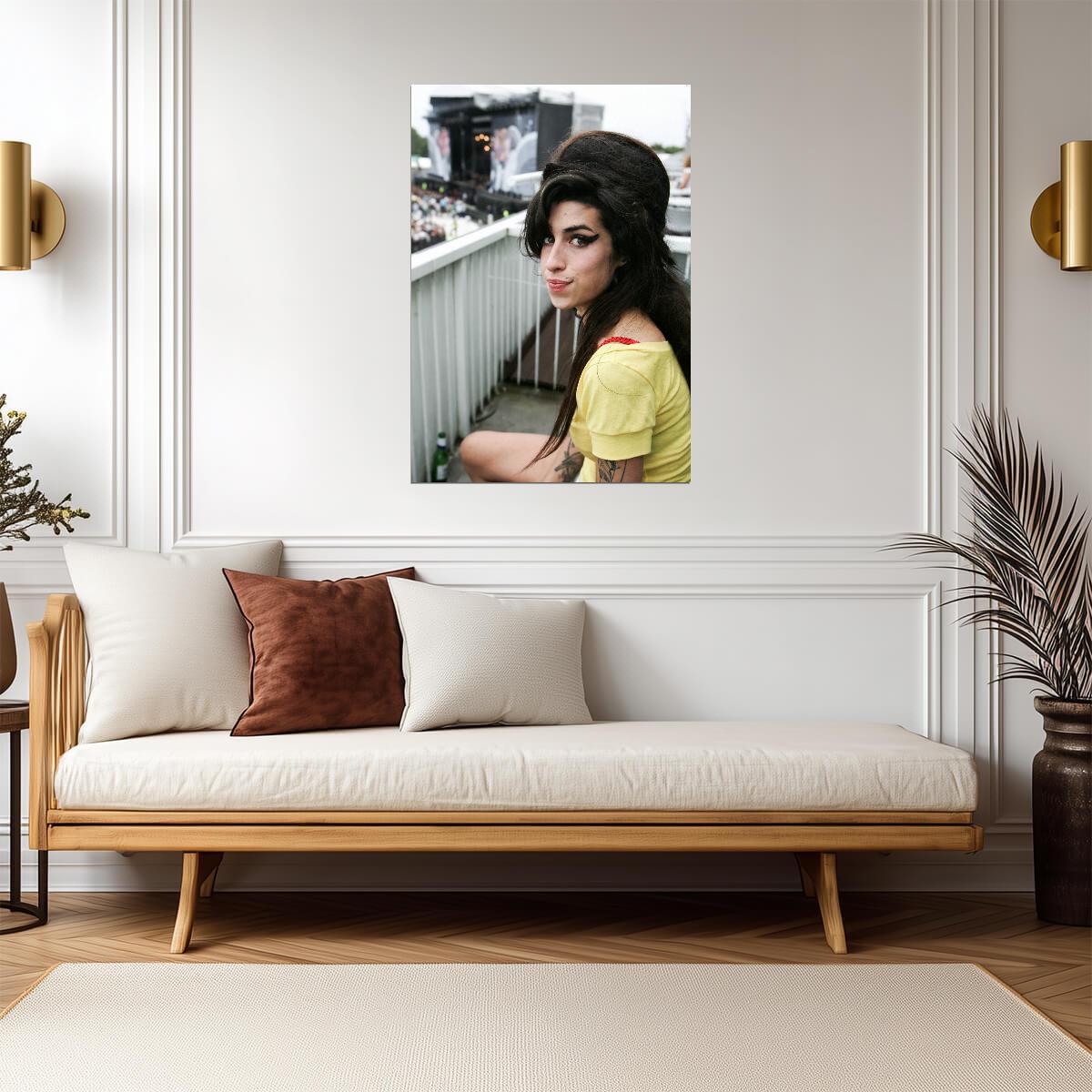 Amy Winehouse Yellow Top Portrait | Music Legend Poster | Vintage Wall Art - Music Poster