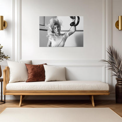 Lady Gaga Black and White Headphones | Abstract Portrait Poster | Music Star Wall Art - Music Poster