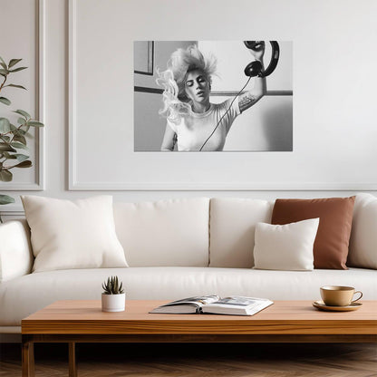 Lady Gaga Black and White Headphones | Abstract Portrait Poster | Music Star Wall Art - Music Poster