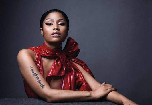 Nicki Minaj Red Bow Top Portrait | Elegant Photoshoot Poster | Hip Hop Fashion Art - Music Poster