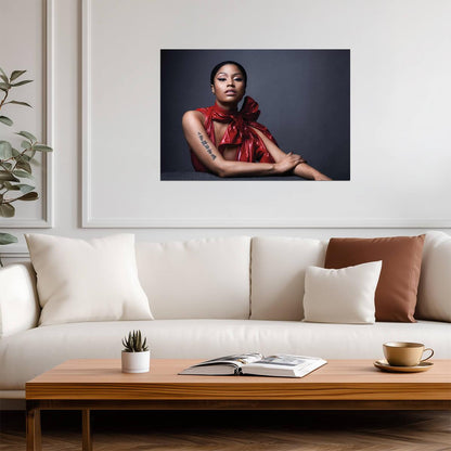 Nicki Minaj Red Bow Top Portrait | Elegant Photoshoot Poster | Hip Hop Fashion Art - Music Poster