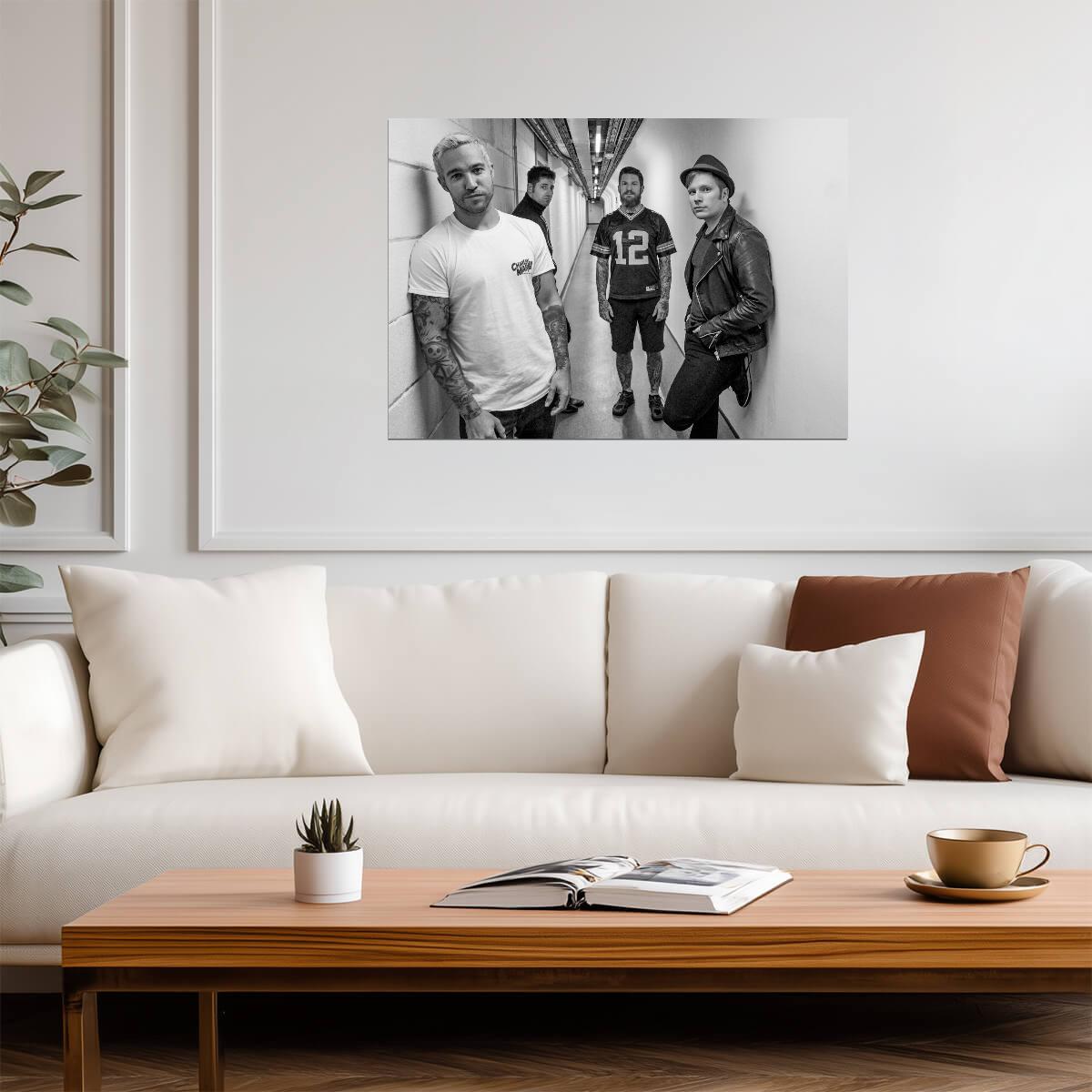 Fall Out Boy Band Photo | Black and White Music Poster | Pop Punk Rock Wall Art - Music Poster