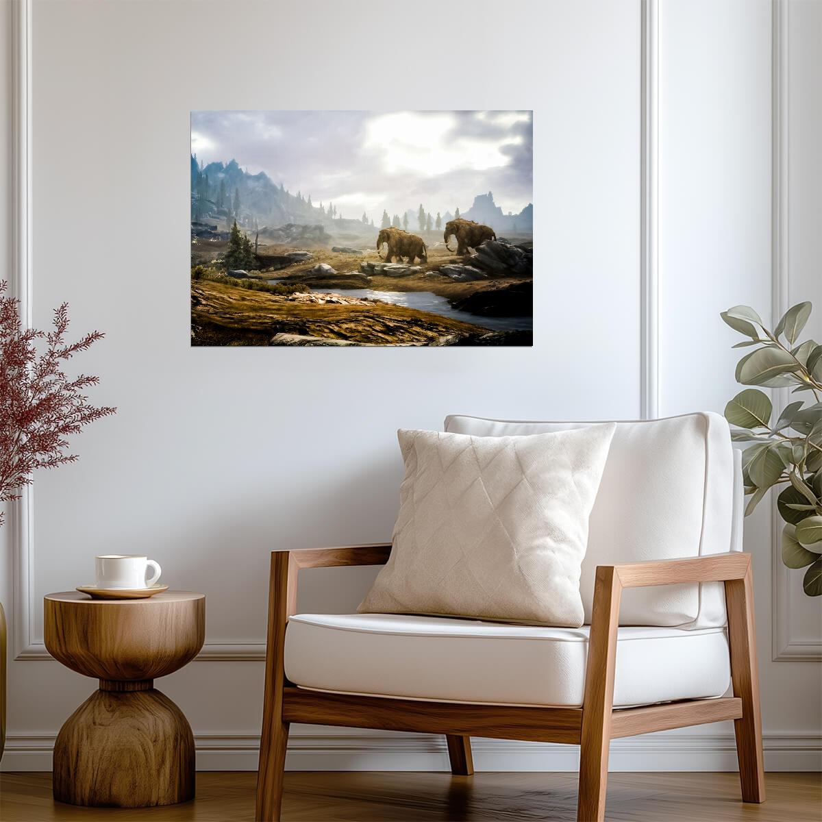 Skyrim Mammoths Roaming Tundra | Fantasy Wildlife Poster | Elder Scrolls Game Scenery - Video Games Poster