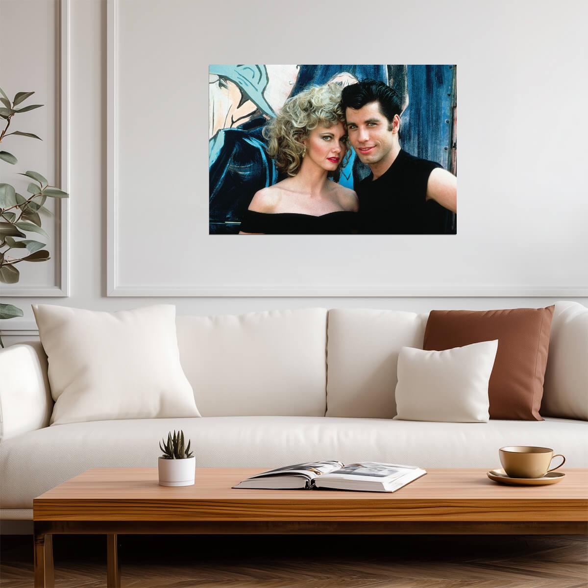 Grease Movie Poster | John Travolta & Olivia Newton-John as Danny & Sandy | Classic Musical Film Art - Movies & TV Poster