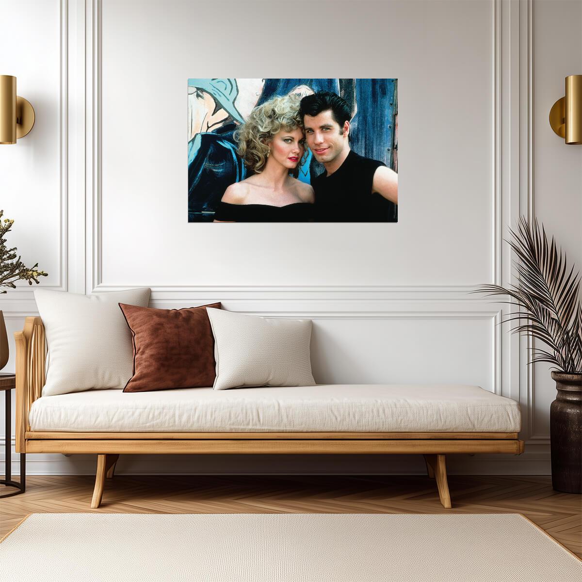 Grease Movie Poster | John Travolta & Olivia Newton-John as Danny & Sandy | Classic Musical Film Art - Movies & TV Poster