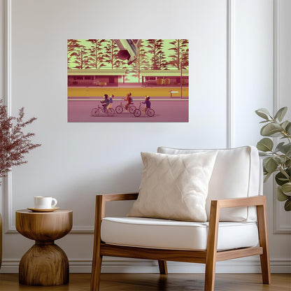 Stranger Things The Upside Down | Kids on Bikes Illustration | Minimalist TV Show Poster - Movies & TV Poster