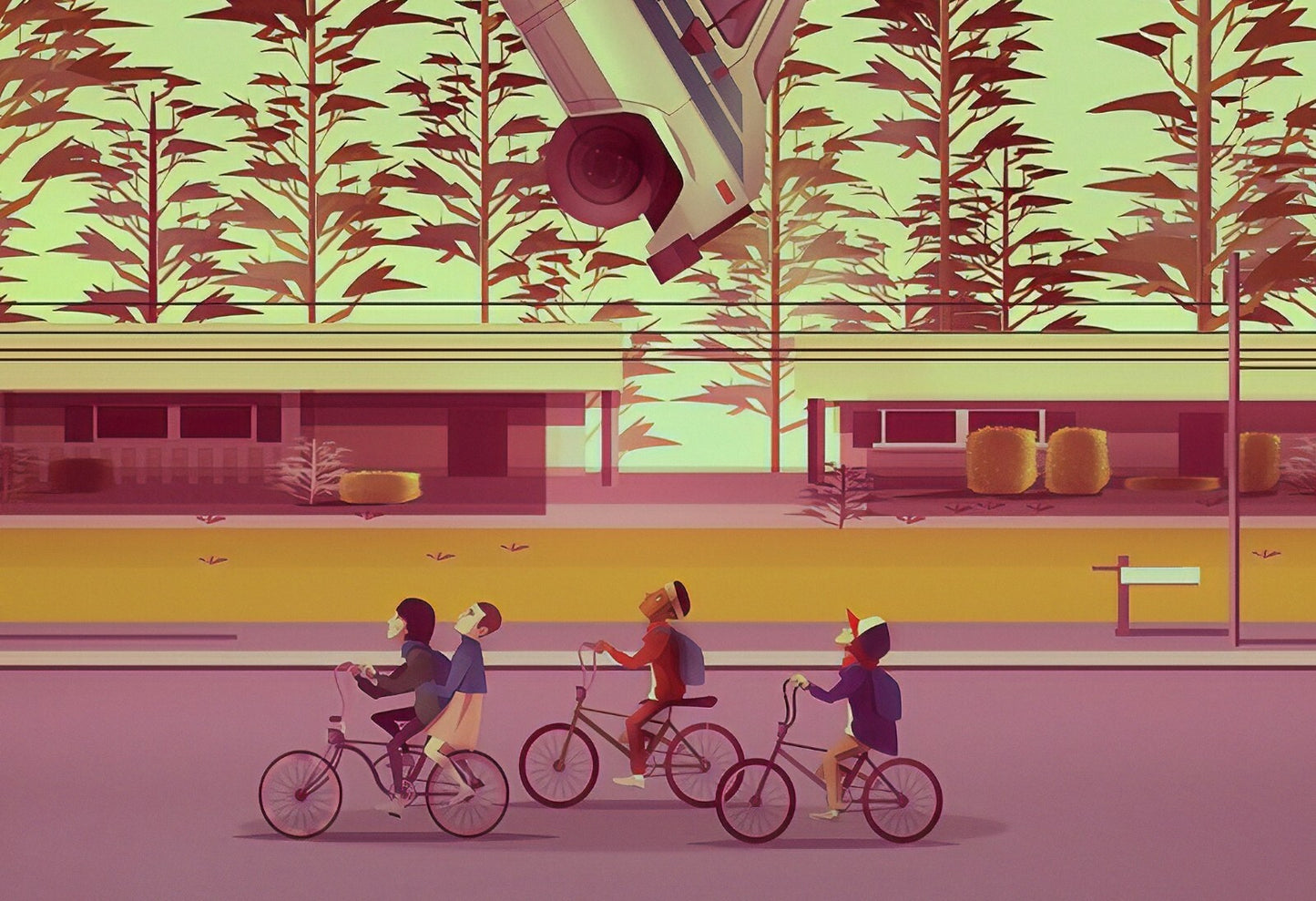 Stranger Things The Upside Down | Kids on Bikes Illustration | Minimalist TV Show Poster - Movies & TV Poster