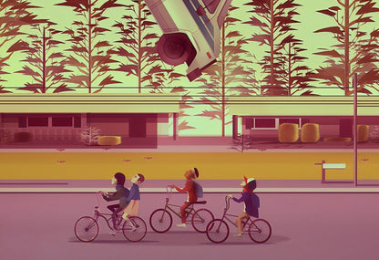 Stranger Things The Upside Down | Kids on Bikes Illustration | Minimalist TV Show Poster - Movies & TV Poster