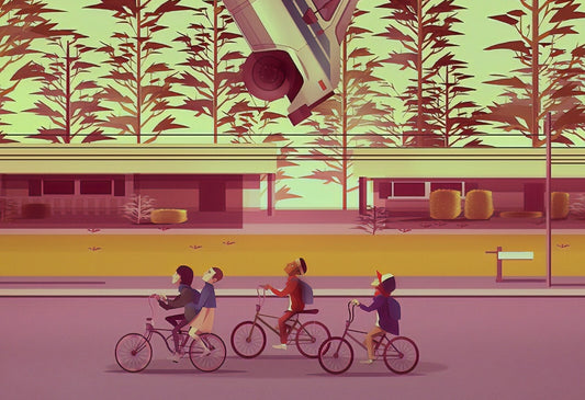 Stranger Things The Upside Down | Kids on Bikes Illustration | Minimalist TV Show Poster - Movies & TV Poster