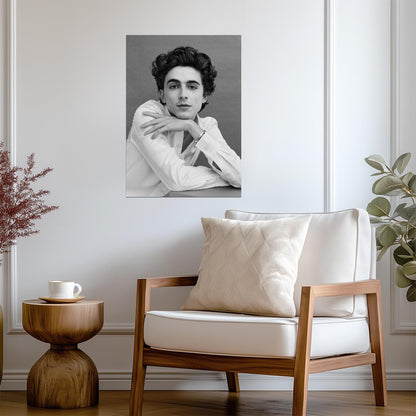 Timothée Chalamet White Shirt | Studio Portrait Photography | Celebrity Fan Gift Poster - Celebrities Poster