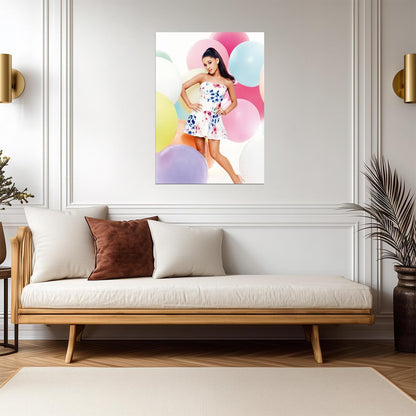 Ariana Grande Floral Dress Photoshoot | Colorful Balloons Poster | Pop Star Wall Art - Music Poster