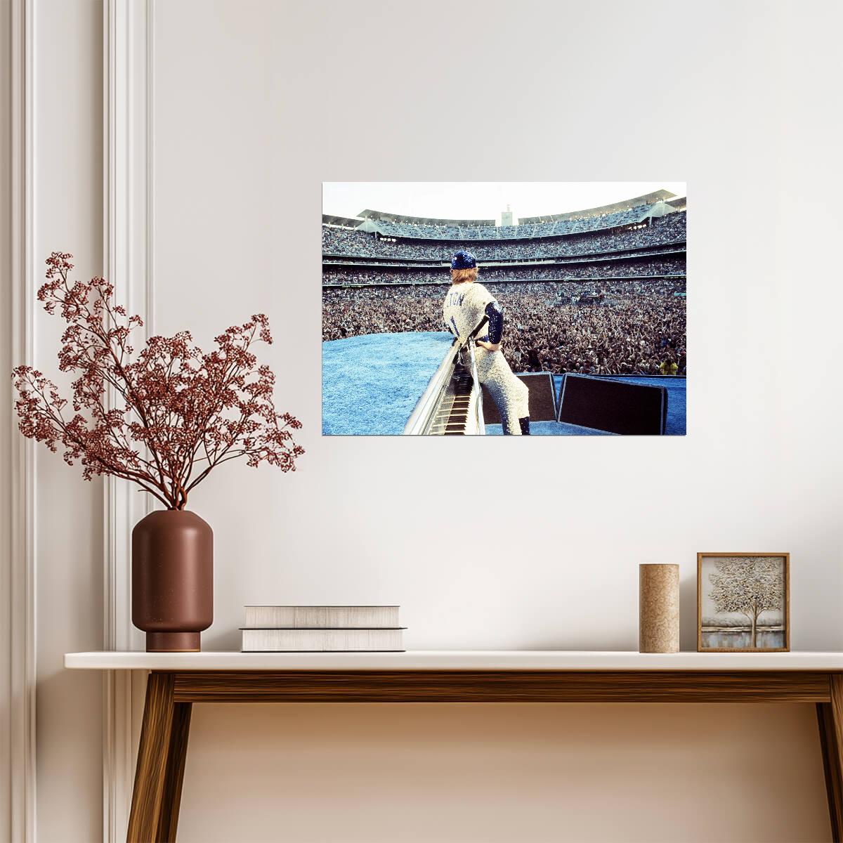 Elton John at Dodger Stadium 1975 | Live Concert Photography | Vintage Rock Music Poster - Music Poster