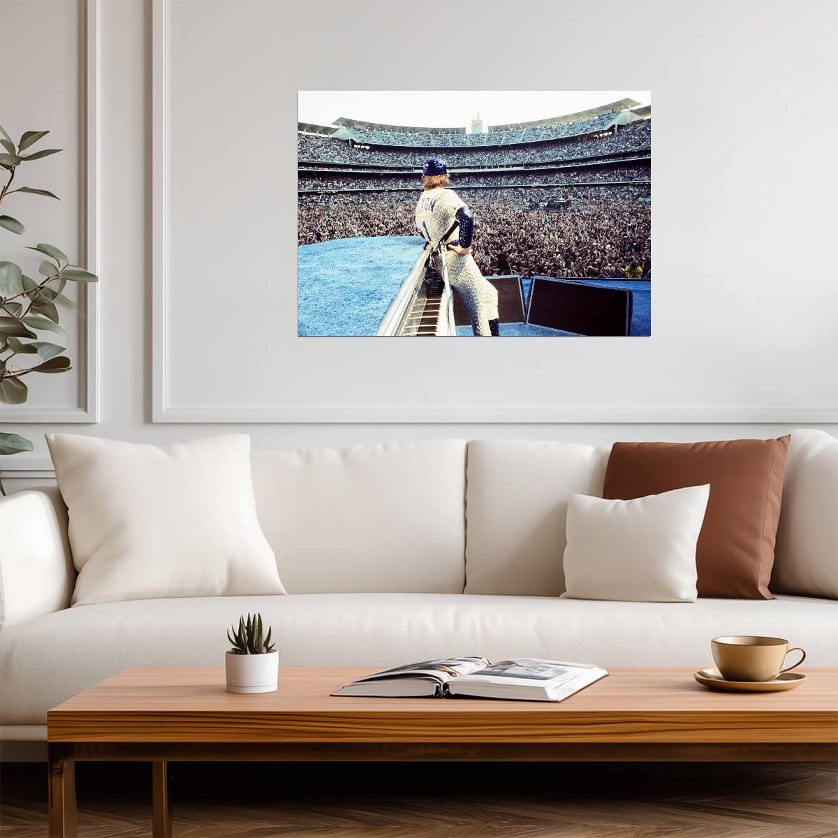 Elton John at Dodger Stadium 1975 | Live Concert Photography | Vintage Rock Music Poster - Music Poster