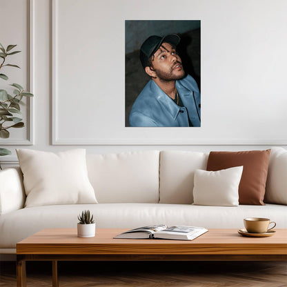 The Weeknd Blue Jacket Portrait | Abel Tesfaye Photo | R&B Music Art Poster - Music Poster