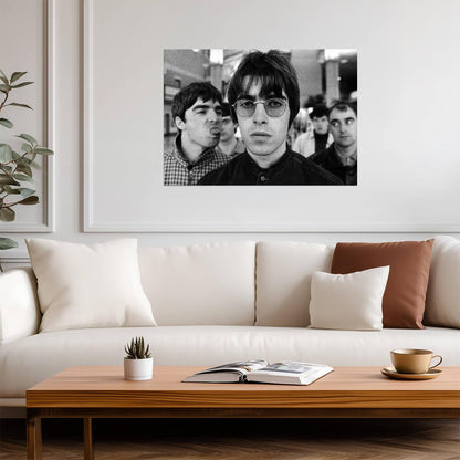 Oasis Liam Gallagher Portrait | Black and White Band Poster | Vintage Britpop Art - Music Poster