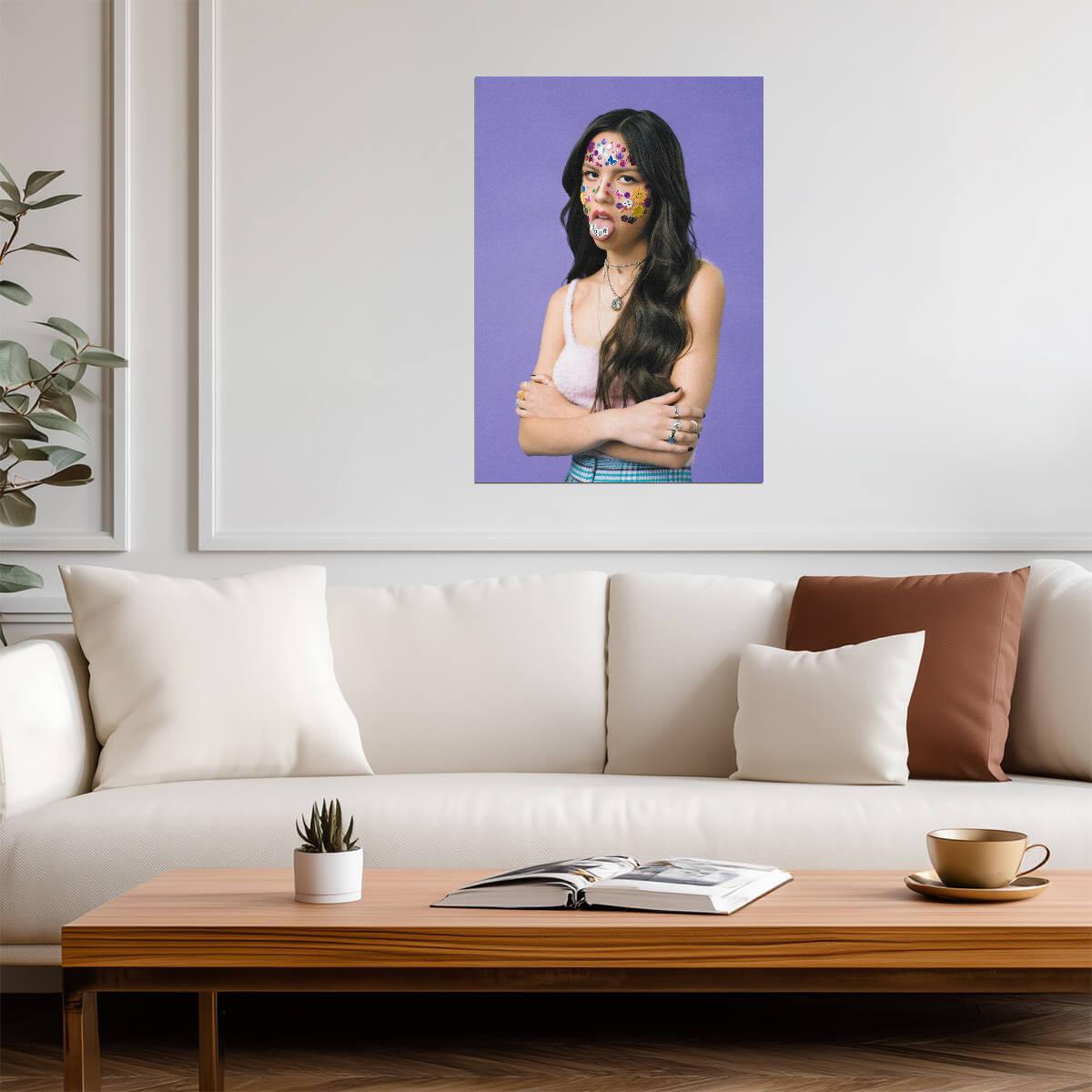 Olivia Rodrigo Face Stickers | Sour Era Portrait | Pop Music Sensation Poster - Music Poster