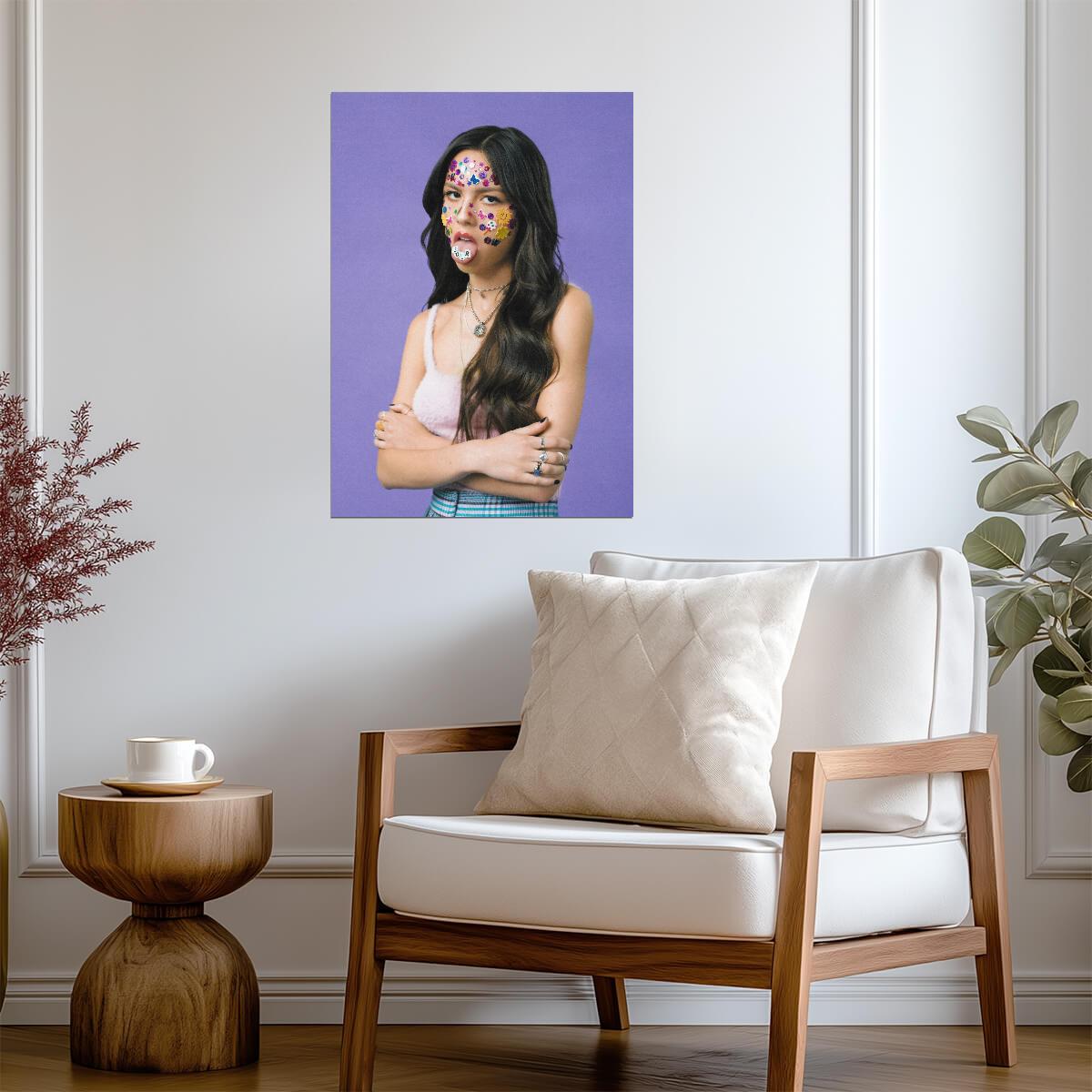 Olivia Rodrigo Face Stickers | Sour Era Portrait | Pop Music Sensation Poster - Music Poster