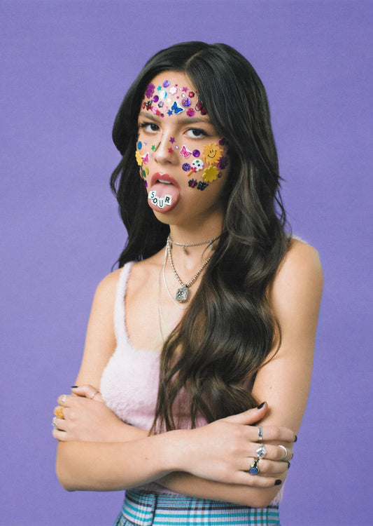 Olivia Rodrigo Face Stickers | Sour Era Portrait | Pop Music Sensation Poster - Music Poster