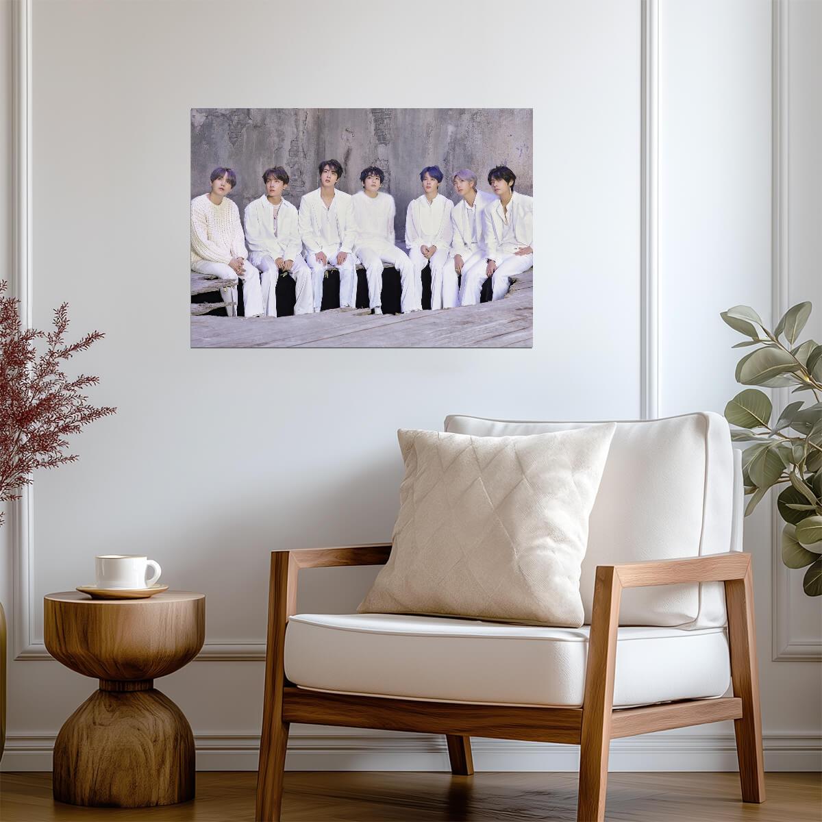 BTS All White Photoshoot | K-Pop Boy Band Poster | Gift for Army Fan - Music Poster